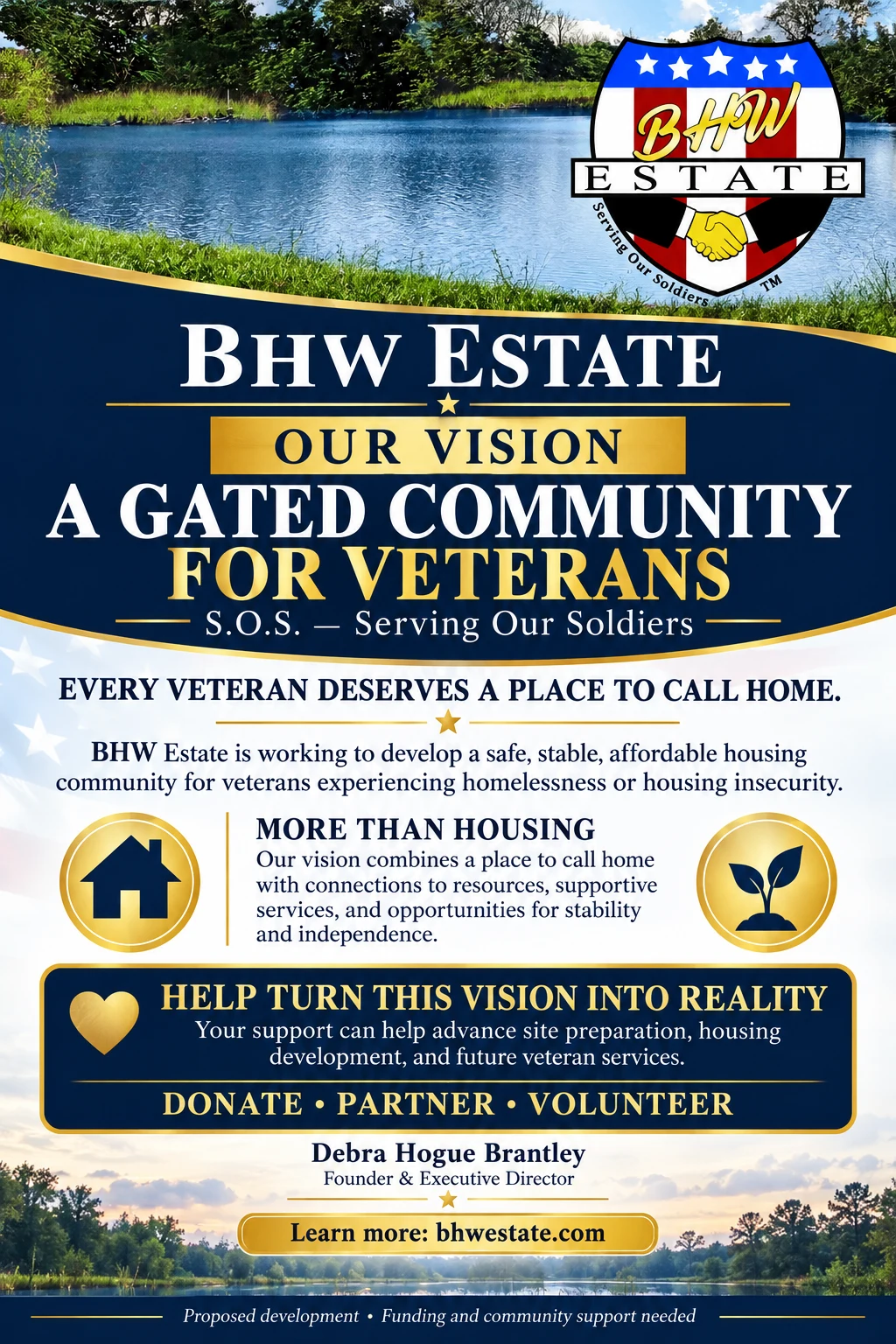 BHW Estate flyer describing the proposed gated veterans community